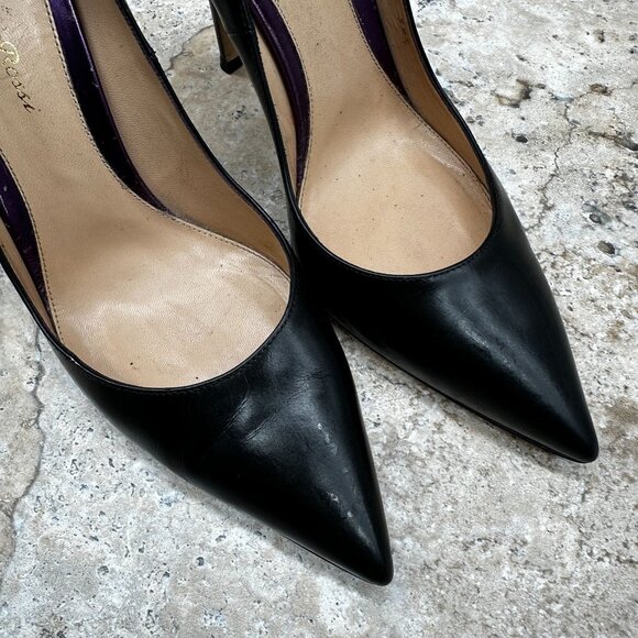 Gianvito Rossi Black Leather Pointed Toe Pumps Stiletto Heels 39.5 Made in Italy - Picture 15 of 16